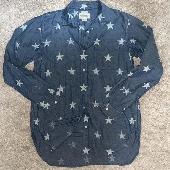 Women’s Denim and Supply Ralph Lauren Boyfriend Star Denim Button Down Top M - Picture 2 of 10